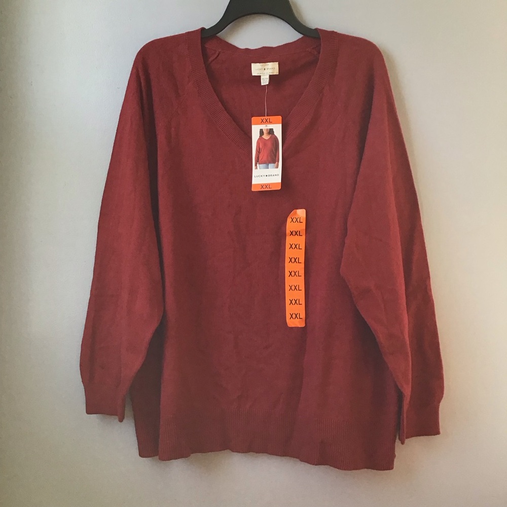 Lucky Brand Plus Size Women’s Red V-neck Sweater Size XXL